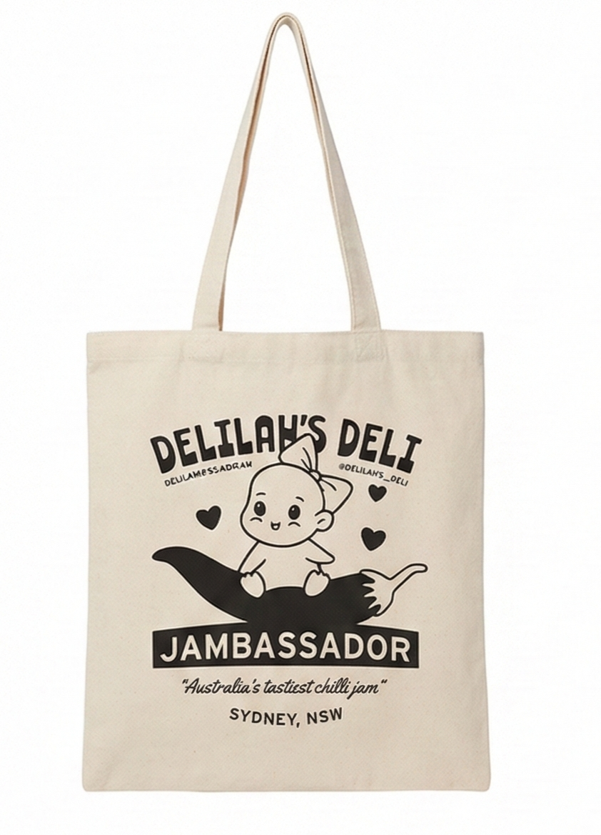 Delilah’s Deli Jambassador merchandise collection featuring chilli-themed designs and foodie accessories.