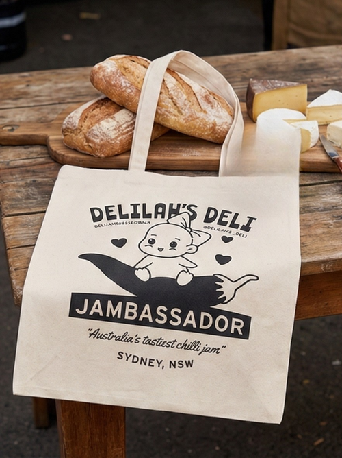 Delilah’s Deli “JAMBASSADOR” Tote Bag – Reusable Canvas Shopper for Chilli Jam Lovers